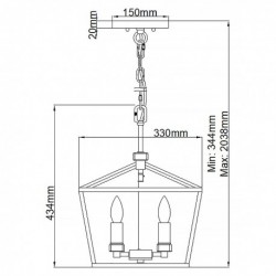 Suspension/ semi-plafonnier moyen 4 lumières