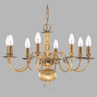 Lustre chandelier 8 branches Laiton antique FLEMISH