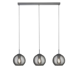 Suspension barre metal Chrome avec verre fumé E14 3x60w Lg 81cm Balls