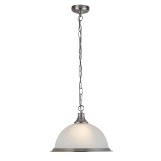 Suspension, SATIN Argent, verre depoli Diam 34cm E27 maxi 60w AMERICAN DINER