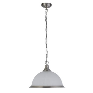 Suspension, SATIN Argent, verre depoli Diam 34cm E27 maxi 60w AMERICAN DINER