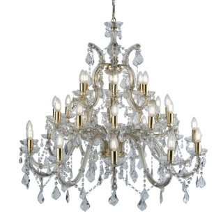 -Lustre chandelier 30 branches Metal laiton poli avec pampille cristal E14 30x60w max Diam 98cm MARIE THERESE