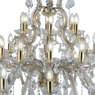 -Lustre chandelier 30 branches Metal laiton poli avec pampille cristal E14 30x60w max Diam 98cm MARIE THERESE