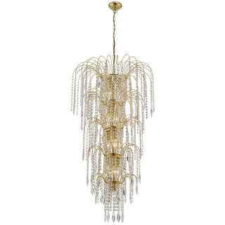 Lustre fontaine metal doré et cristal E14 13x40w max Diam 58cm Haut 2m64 WATERFALL