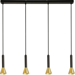 Suspension multi gouttes 4 descentes noir/dore Metal GU10 max 4x50w Signal