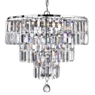 Lustre metal chrome Cristal clair E14 5x60w max Diam 48cm EMPIRE