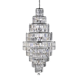 Lustre metal chrome Cristal clair E14 13x60w max Diam 60cm Haut 2m Empire