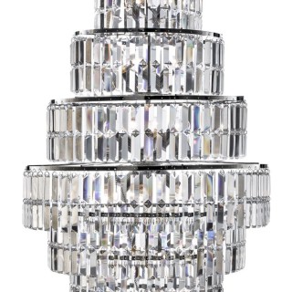 Lustre metal chrome Cristal clair E14 13x60w max Diam 60cm Haut 2m Empire