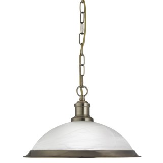 Suspension Metal Laiton antique et verre marbré,E27 max 60w Diam 36cm BISTRO