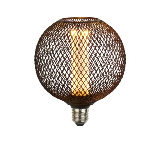 Ampoule LED deco metal noir effet grille sphère E27 240V 3.5W 120lm 1800K