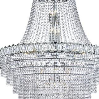 Suspension Metal chrome avec Pampilles, Perles Cristal E14 max 28x60w Diam 1m Haut 3m90 LOUIS PHILIPE