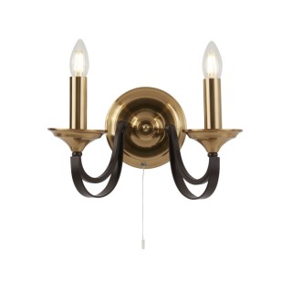 Applique Double branche metal Bronze fonce et marron E14 2x60w avec inter BELFRY