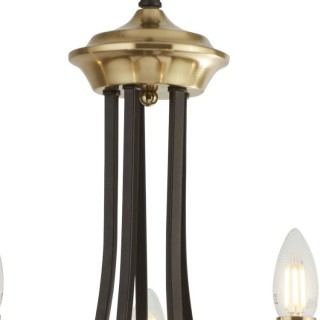 Lustre 5 branches metal Bronze fonce et marron E14 5x60w Diam 58cm BELFRY