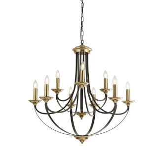 Lustre 9 branches metal Bronze fonce et marron E14 9x60w Diam 78cm BELFRY