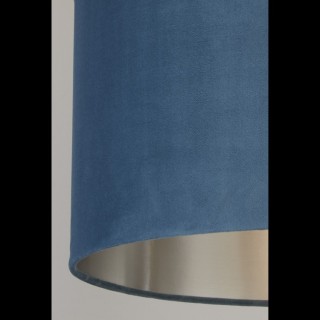 Abatjour velours Bleu avec interieur argente Diam 38cm