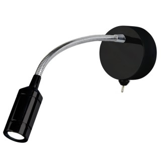 Applique liseuse patère et tete Noires avec bras flexible chrome Led 1w 100 lumens 3000k av inter FLEXY WALL LED