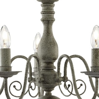 Lustre 5 branches chandelier metal Gris texturé E14 max 5x60w Diam 60cm GREYTHORNE