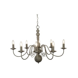 Lustre 8 branches chandelier metal Gris texturé E14 max 8x60w Diam 88cm GREYTHORNE