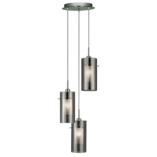 Suspension 3 descentes multi gouttes verres fumé E14 maxi 3x60w DUO 2