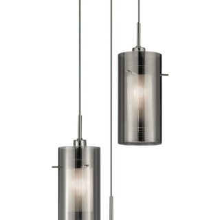 Suspension 3 descentes multi gouttes verres fumé E14 maxi 3x60w DUO 2