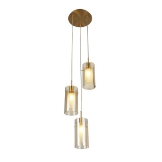 Suspension 3 descentes - Bronze & Verre clair/fumé Champagne E14 maxi 3x60w DUO 3