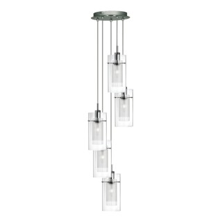 Suspension 5 descentes multi  gouttes verre clair E14 maxi 5x60w DUO I