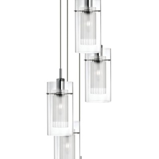 Suspension 5 descentes multi  gouttes verre clair E14 maxi 5x60w DUO I