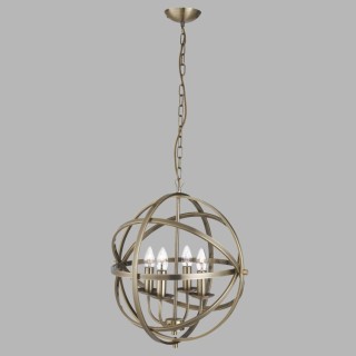 suspension arceaux metal laiton antique E14 4x60w Diam 45cm ORBIT