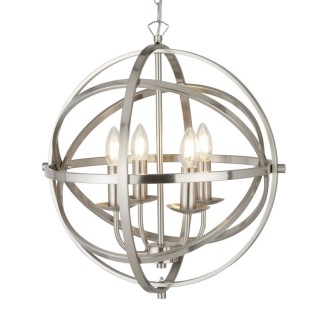 suspension arceaux metal argent satine E14 4x60w Diam 45cm ORBIT