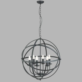 suspension arceaux metal noir mat E14 6x60w Diam 60cm