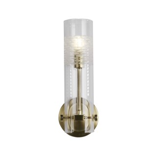 Applique SDB IP44 CLI Metal Laiton satine avec verre transparent et deco depoli, G9 max 33w SCOPE