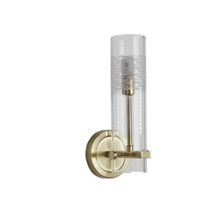 Applique SDB IP44 CLI Metal Laiton satine avec verre transparent et deco depoli, G9 max 33w SCOPE