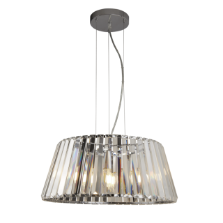 Suspension Metal chrome et Verre clair, convertible en plafonnier, E14 5x60w max, Diam 47cm TIARA