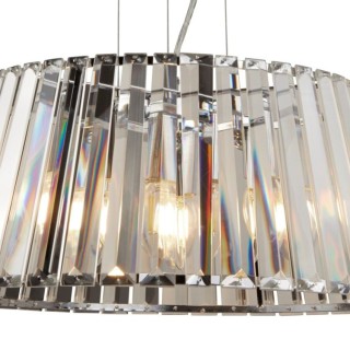 Suspension Metal chrome et Verre clair, convertible en plafonnier, E14 5x60w max, Diam 47cm TIARA