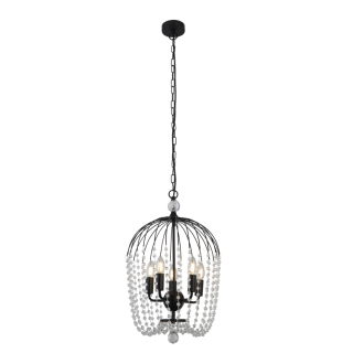 Suspension metal Noir avec Cristal clair E14 5x60w Diam 36cm SHOWER