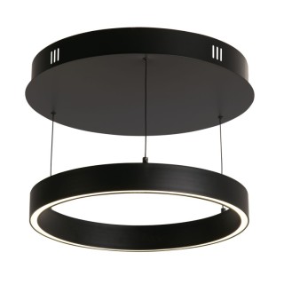 Suspension LED Circulaire - Metal Noir & Diffuseur acrylique Opal Diam 44cm 30w 3314 lumens 2000-4000k Layla