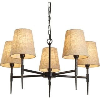 Suspension Metal noir martelé avec abat jour Lin Naturel E14 max 5x60w Gothic