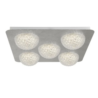 Plafonnier carré LED metal dore et acrylique clair 33w 2990 Lumens 3000k 3 niveaux d intensité par inter Lg 43cm CELESTIA