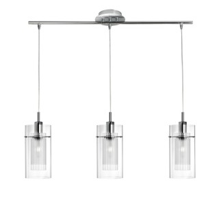 suspension 3 descentes chromé-verre clair 3x40w E14 DUO I