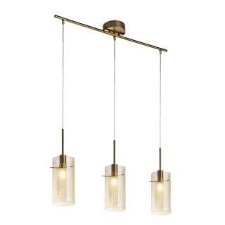 suspension 3 descentes bronze-verre champagne 3x40w E14 DUO 3