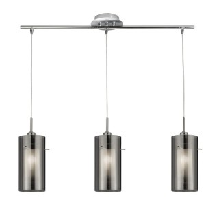 suspension 3 descentes argent satiné-verre fumé 3x40w E14 DUO 2