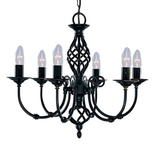 Lustre 6 branches metal noir E14 maxi 6x60w diam 51cm ZANZIBAR