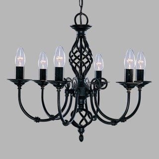 Lustre 6 branches metal noir E14 maxi 6x60w diam 51cm ZANZIBAR