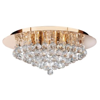 Plafonnier Metal Doré et cristal clair G9 6x33w max Diam 45cm HANNA