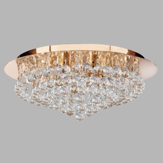 Plafonnier Metal Doré et cristal clair G9 8x33w max Diam 55cm HANNA