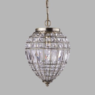 Suspension metal Laiton antique, verre transparent E14 60w Diam 23cm PINEAPPLE