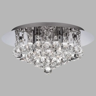 Plafonnier SDB IP44 CLII Metal chrome et cristal Perles, gouttes G9 4x33w max Diam 35cm HANNA