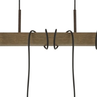 Suspension metal marron et bois naturel E27 max 6x60w Long 100cm BARN