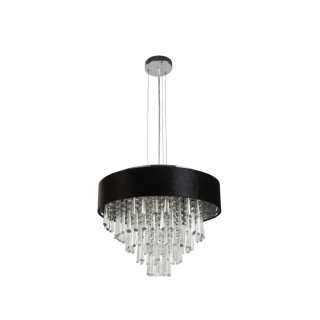 Suspension Convertible en plafonnier velour noir Cristal clair G9 5x33w max Diam 46cm GLAMOUR