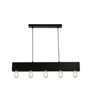 Suspension Barre Noir Mat E27 Max 5x60w Lg 80cm PIANO